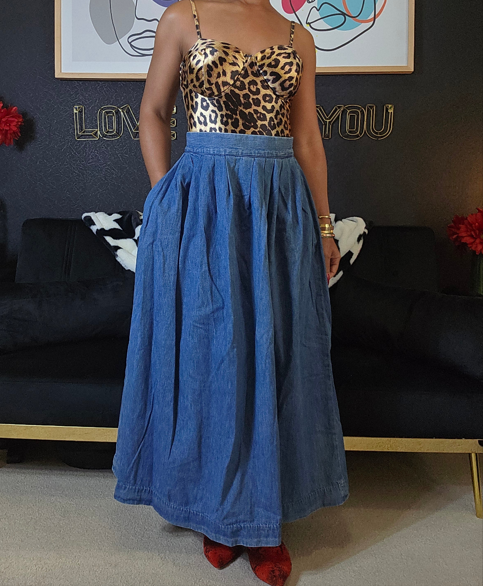 Vintage Denim Maxi Skirt