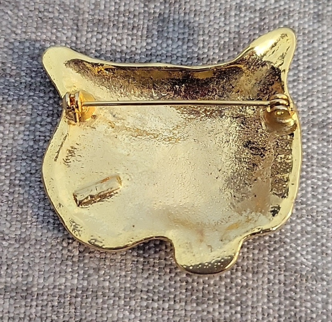 Gold and Black Tiger Brooch Pin