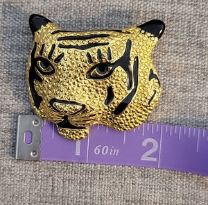 Gold and Black Tiger Brooch Pin