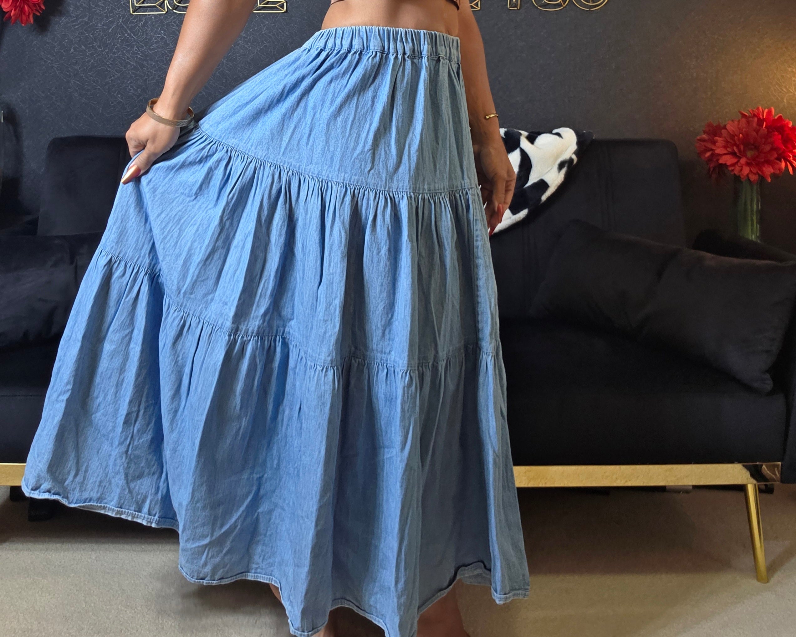 Cactus Flower Women's Blue Denim Skirt