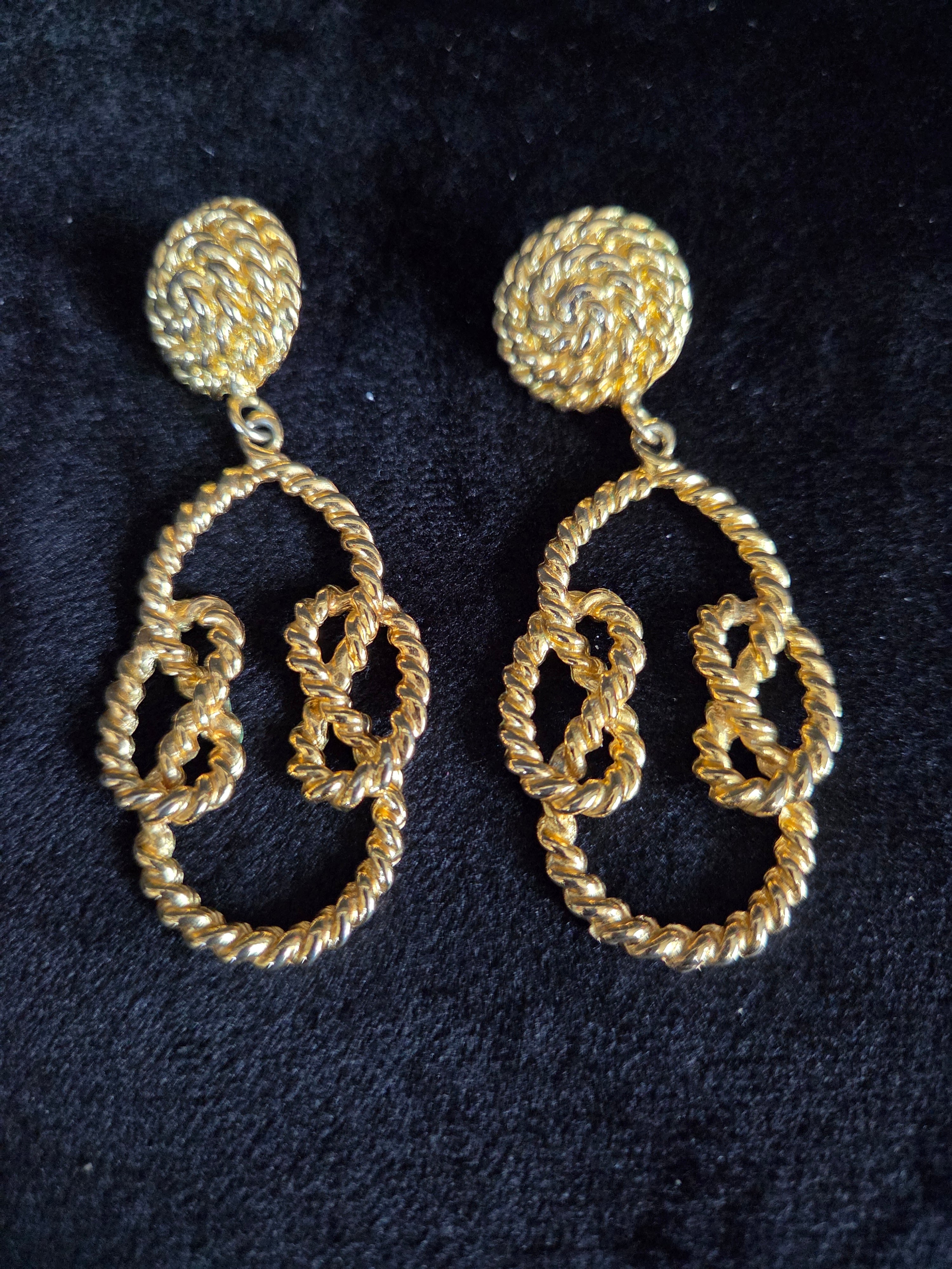 Vintage Park Lane Rope Gold Tone Drop Dangle Earrings