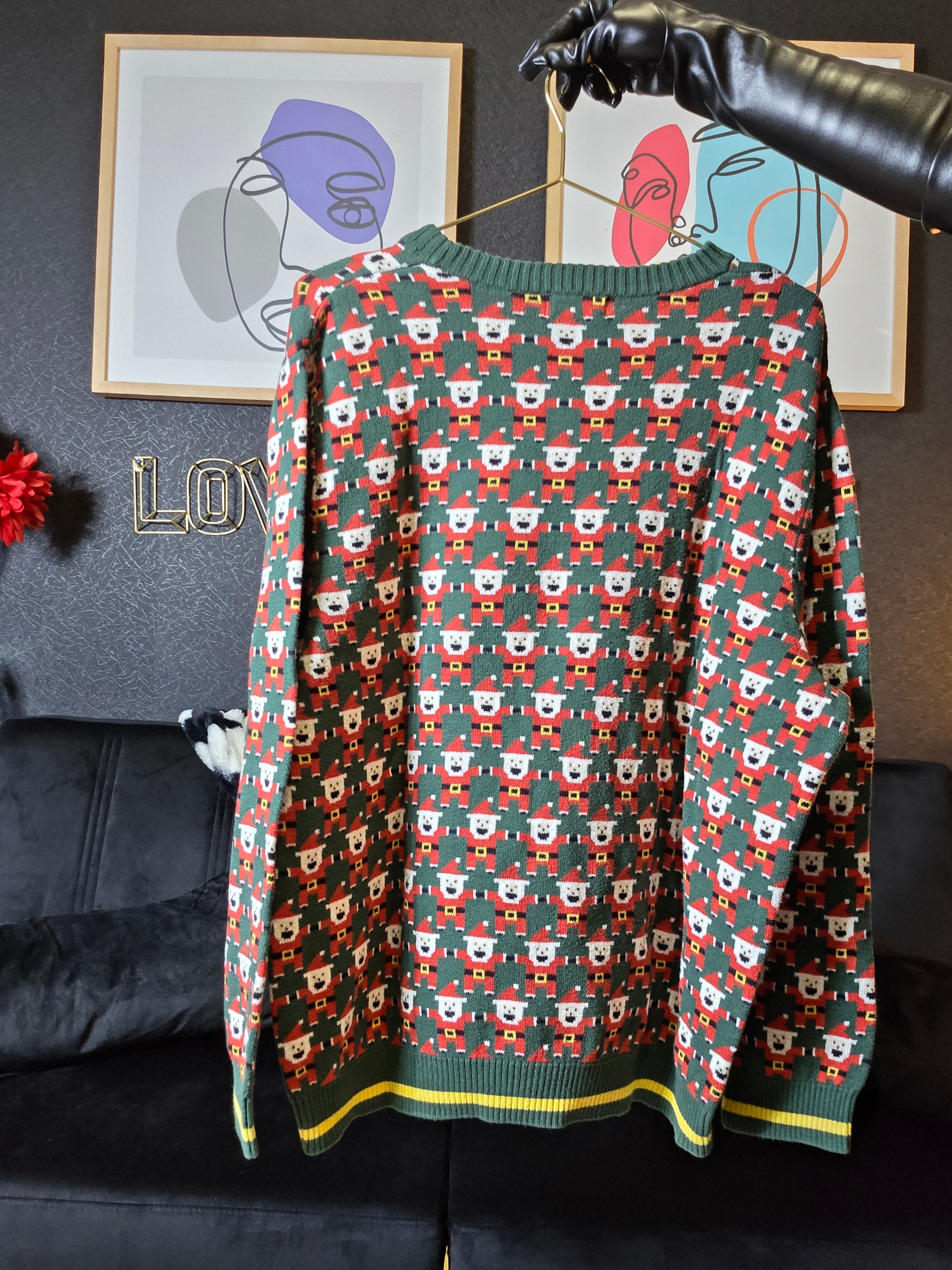 Ugly Christmas Sweater Size XXLarge Santa All Over Print