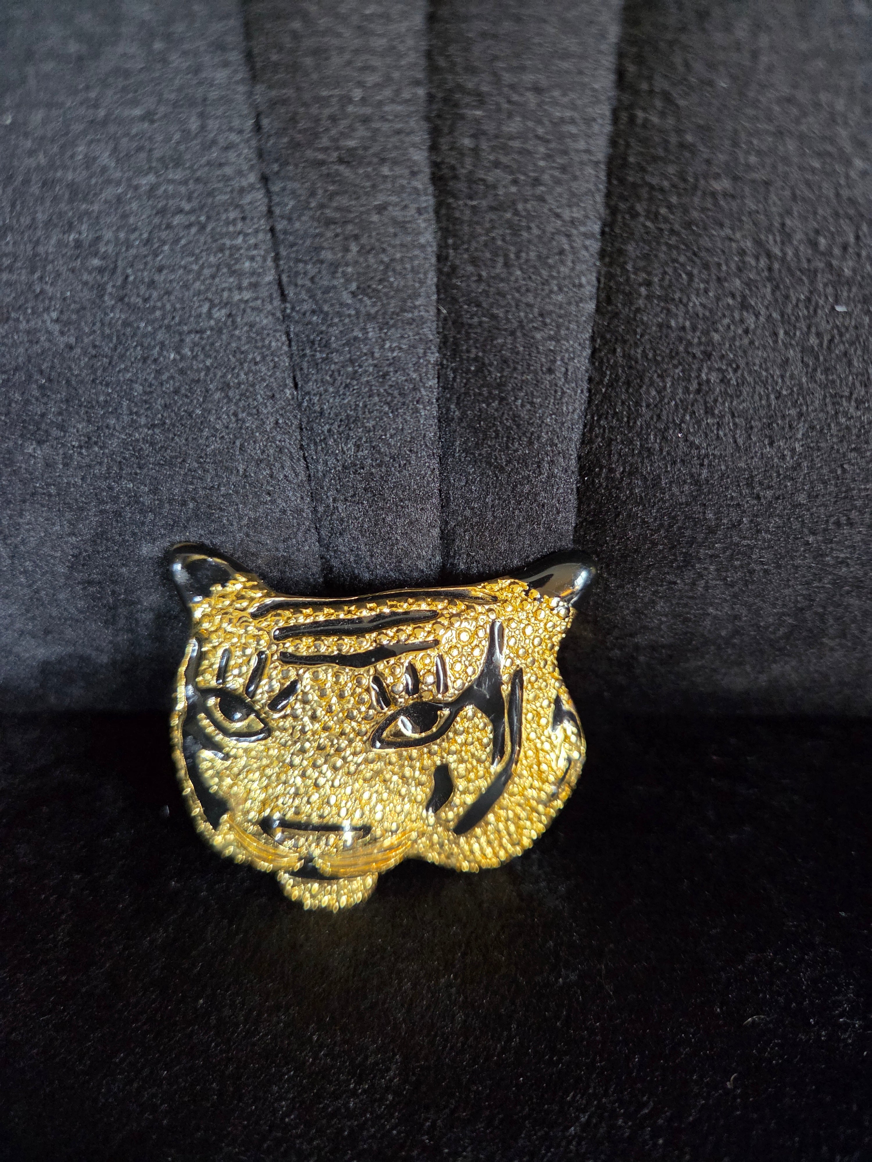 Gold and Black Tiger Brooch Pin
