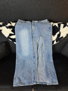 Denim Maxi Skirt High Split Size Large