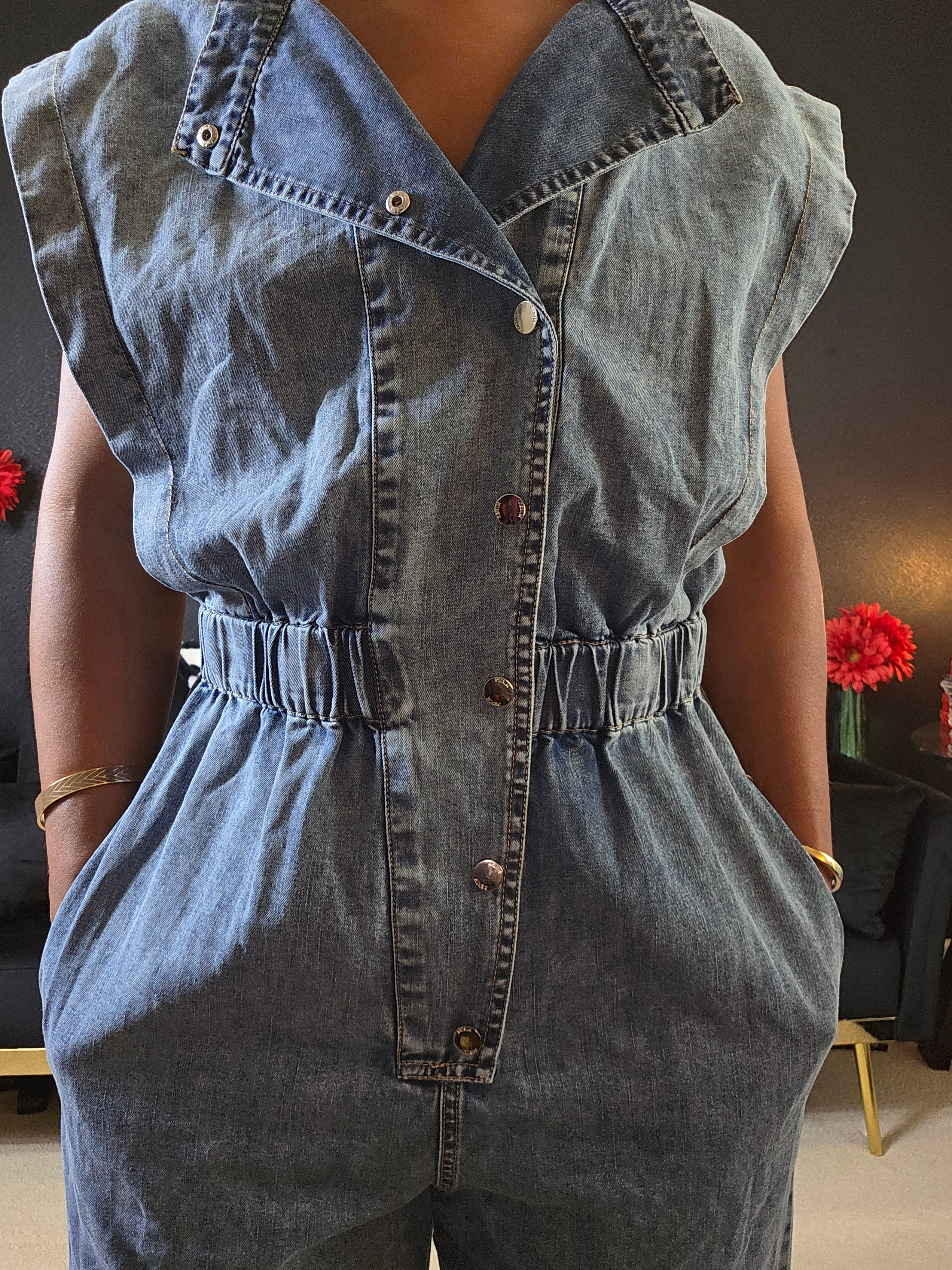 ELAN JACK DENIM JUMPSUIT - BLUE - Sz Large