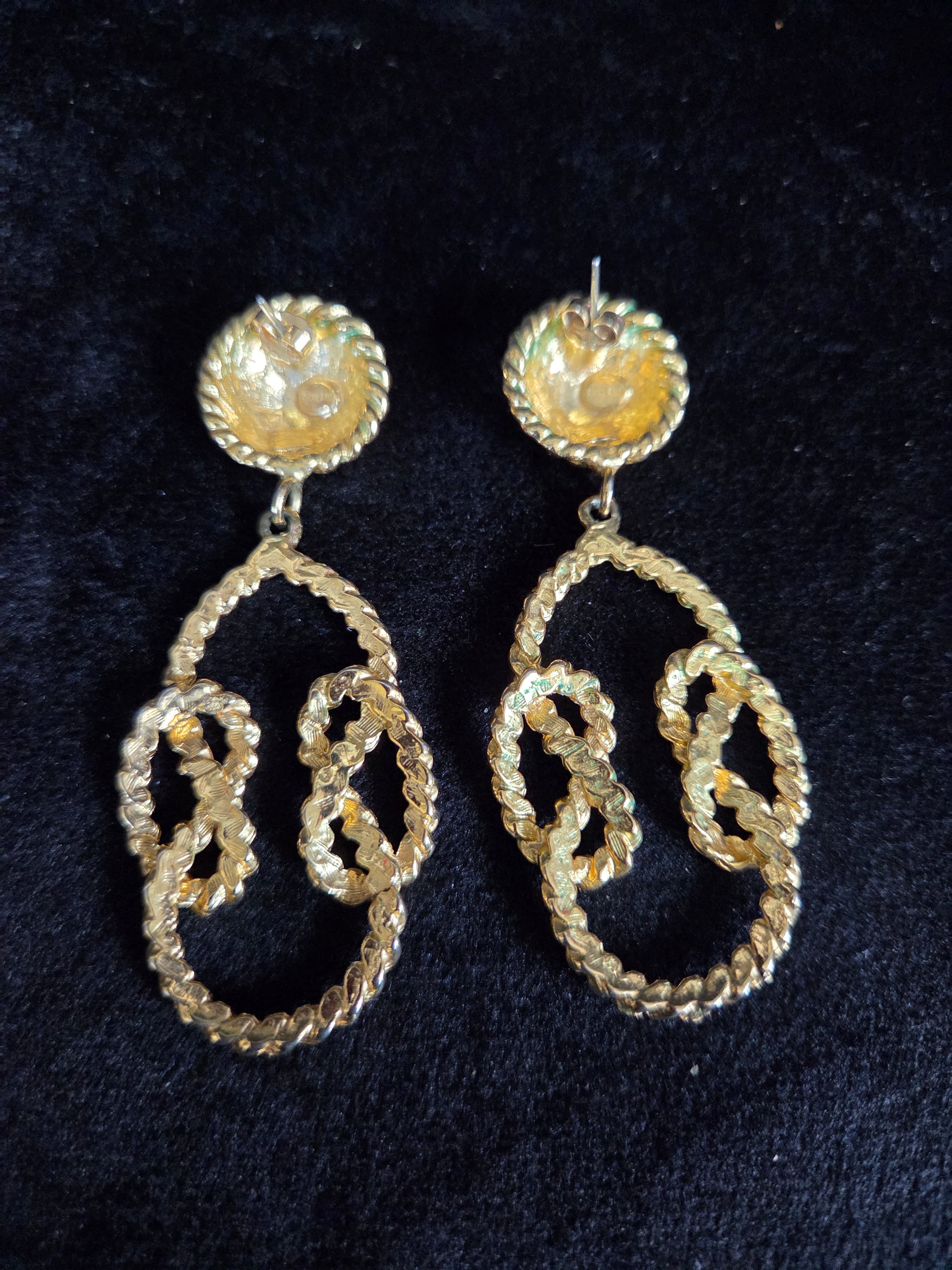 Vintage Park Lane Rope Gold Tone Drop Dangle Earrings