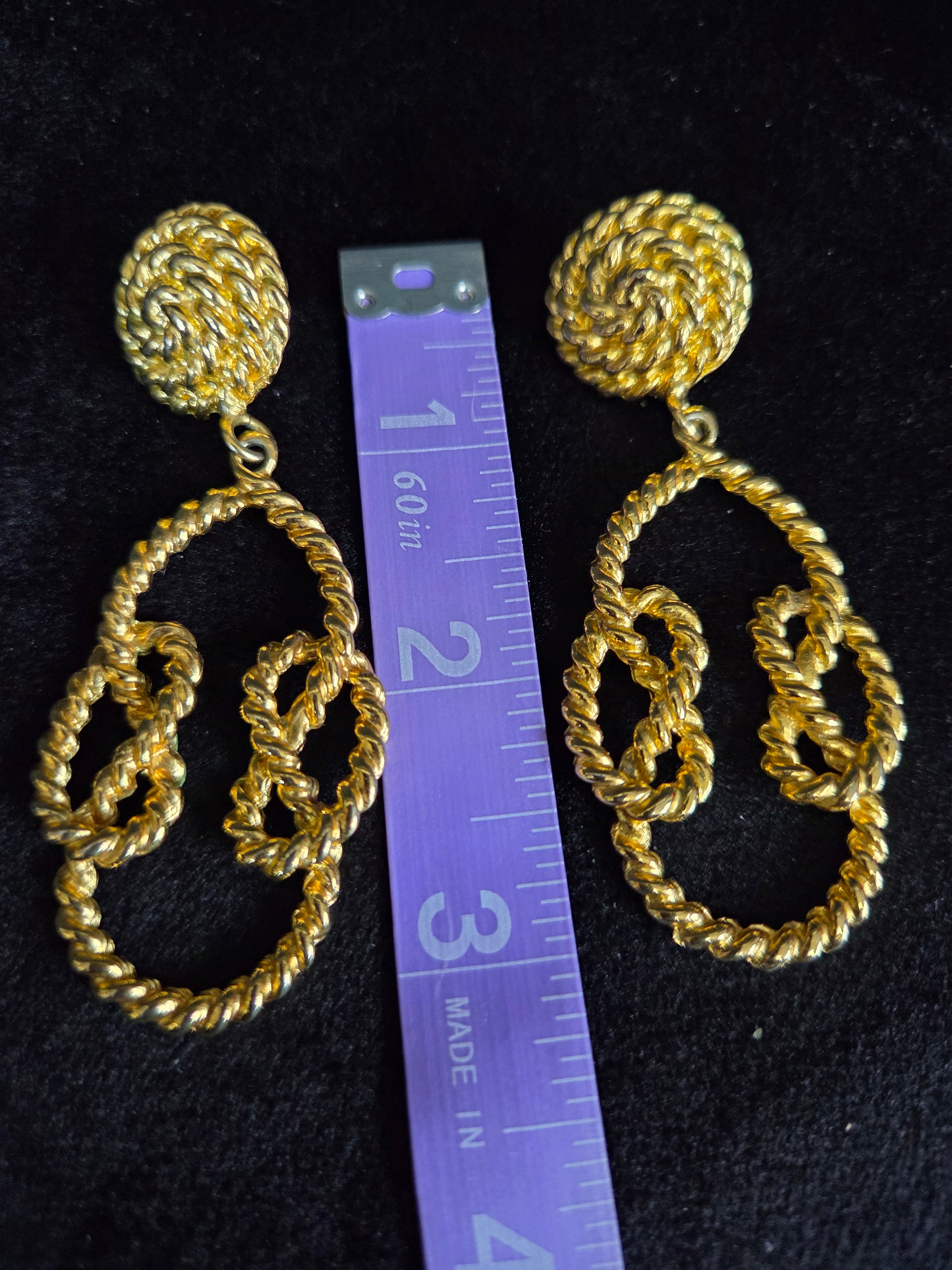 Vintage Park Lane Rope Gold Tone Drop Dangle Earrings