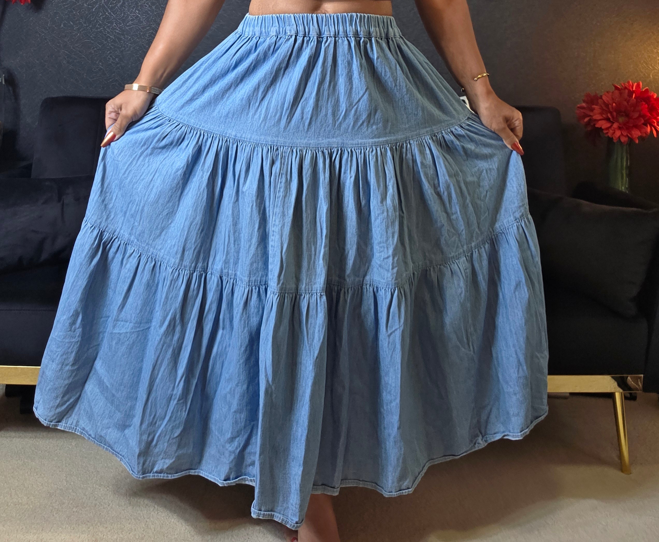 Cactus Flower Women's Blue Denim Skirt