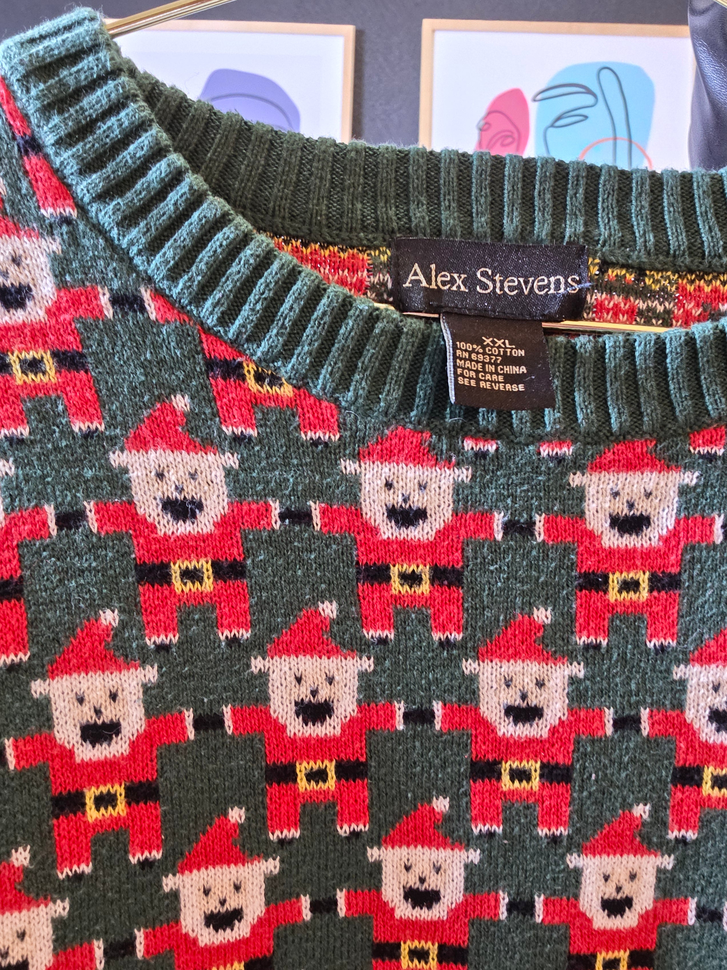 Ugly Christmas Sweater Size XXLarge Santa All Over Print