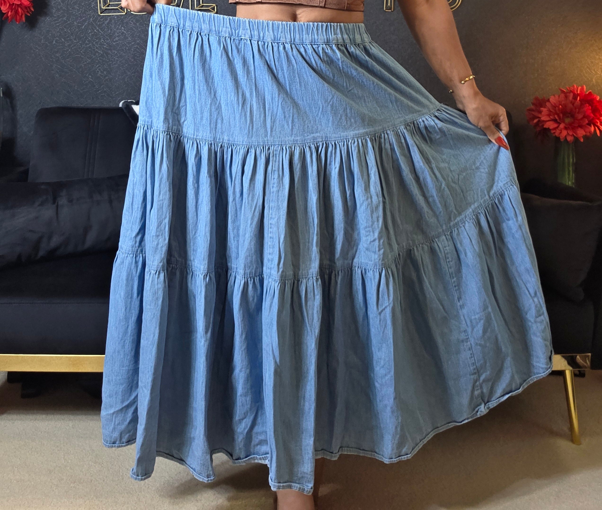 Cactus Flower Women's Blue Denim Skirt