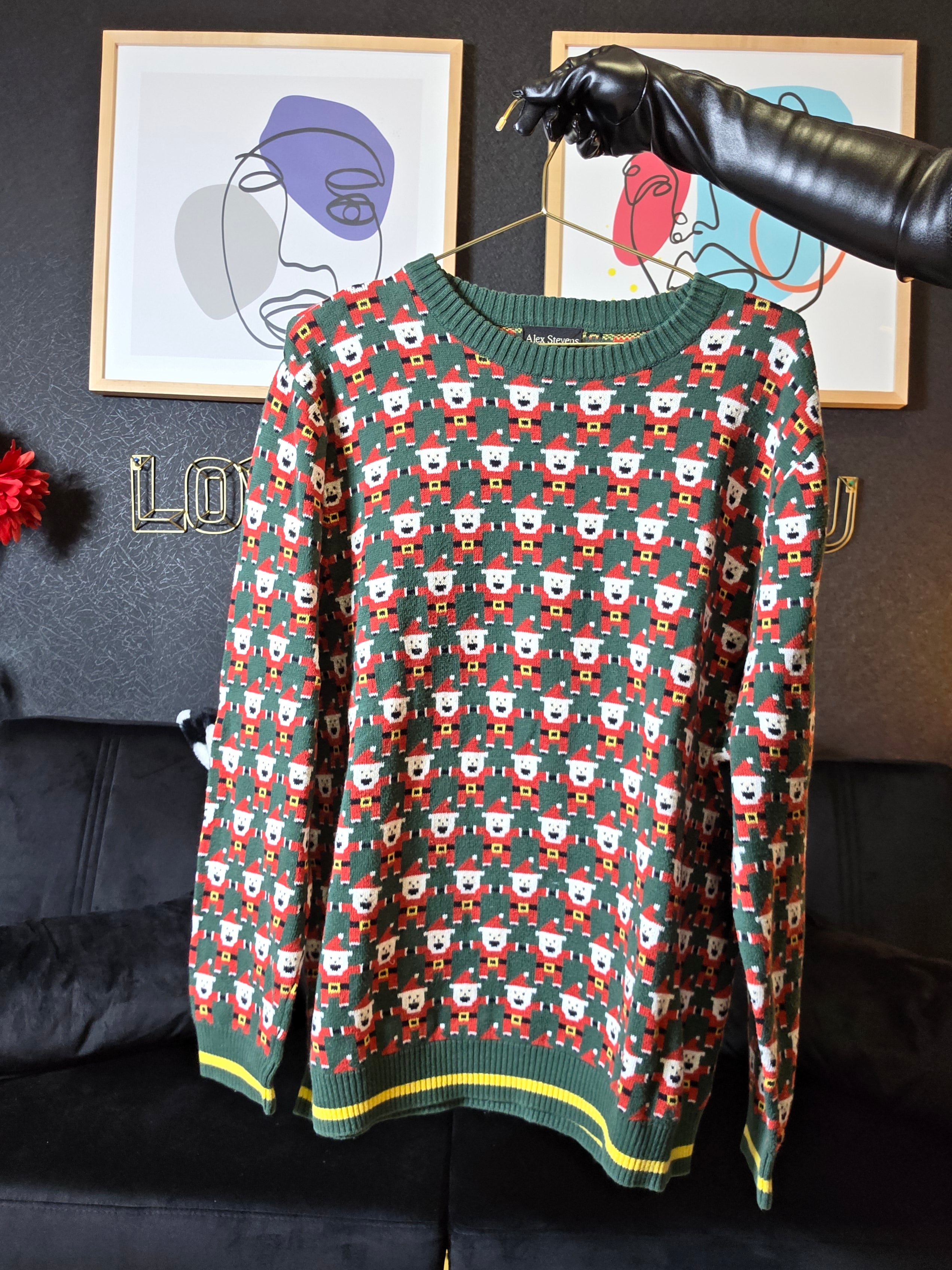 Ugly Christmas Sweater Size XXLarge Santa All Over Print