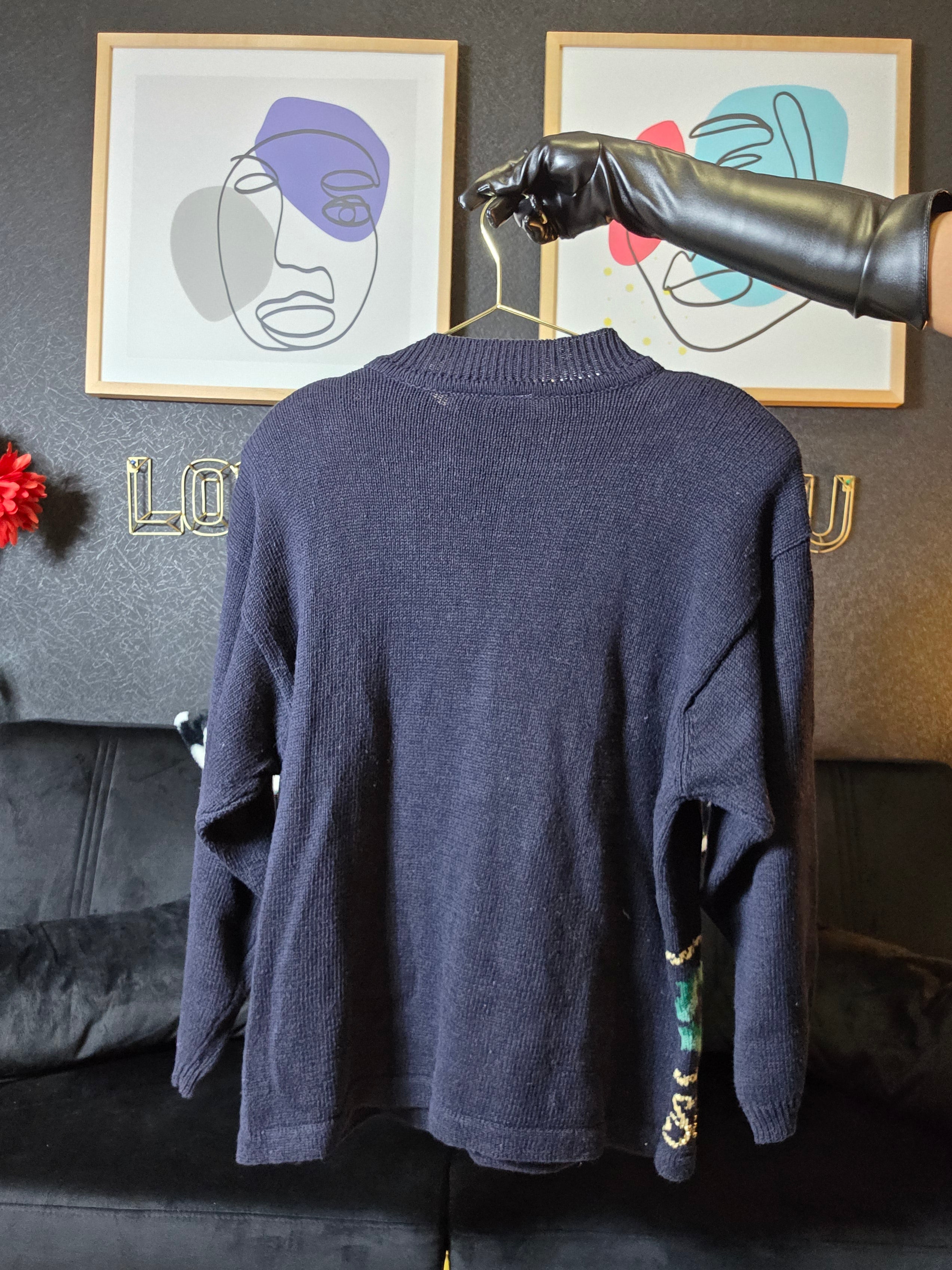 Ugly Christmas Sweater Festive Holiday Sweater with Bells and Holly Size 2X