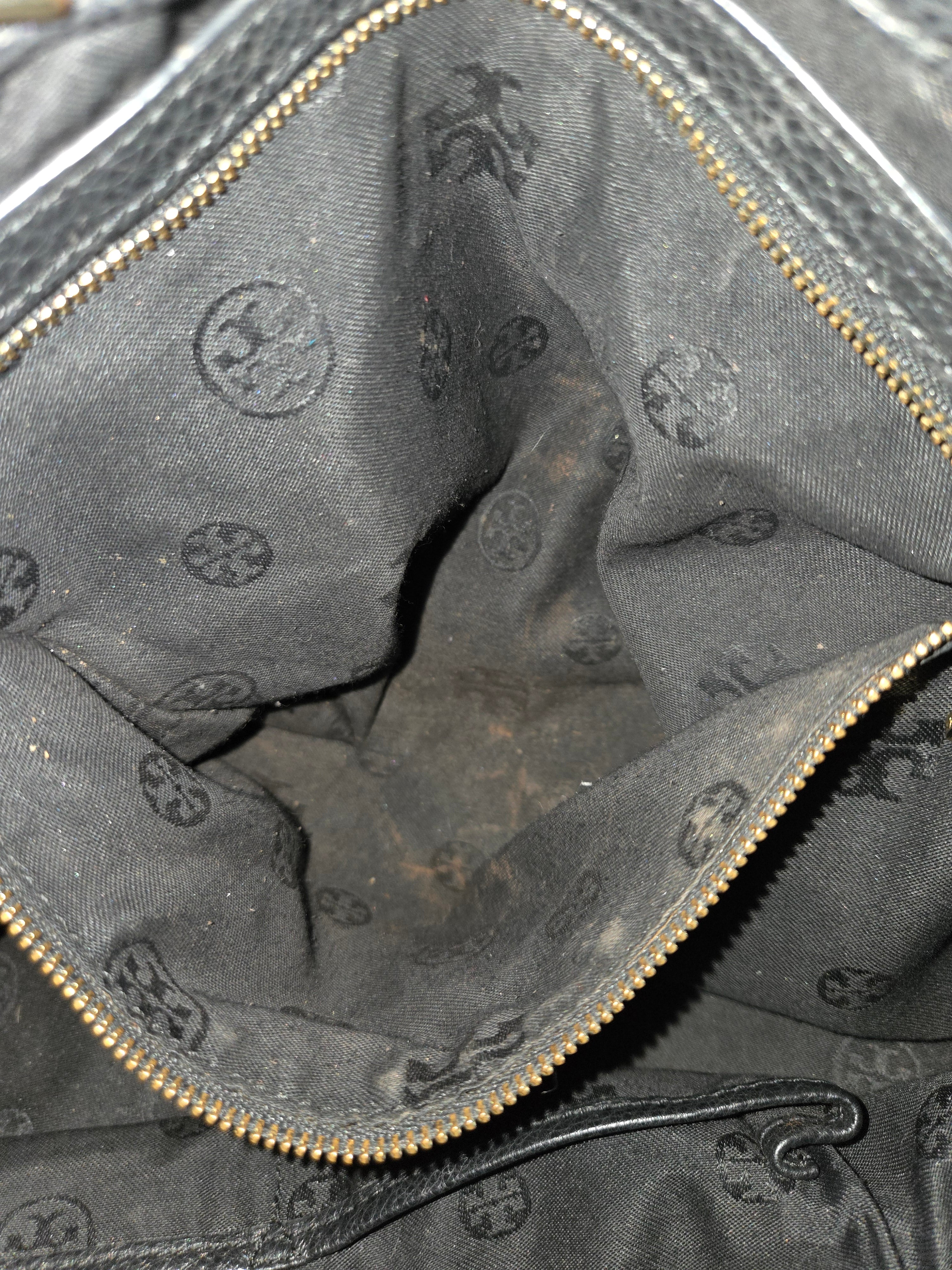 Tory Burch Black Leather Whipstich Marion Tote