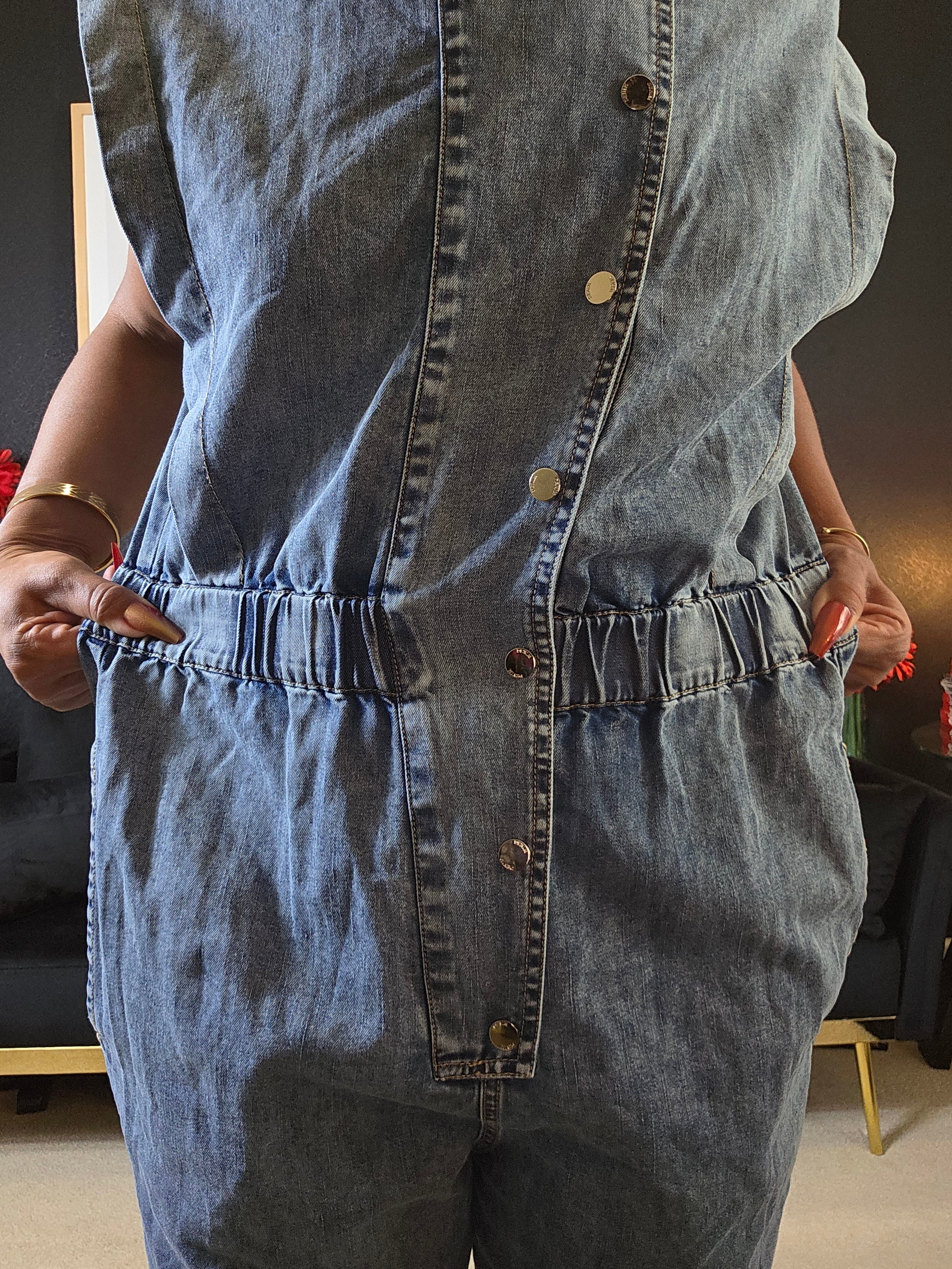ELAN JACK DENIM JUMPSUIT - BLUE - Sz Large
