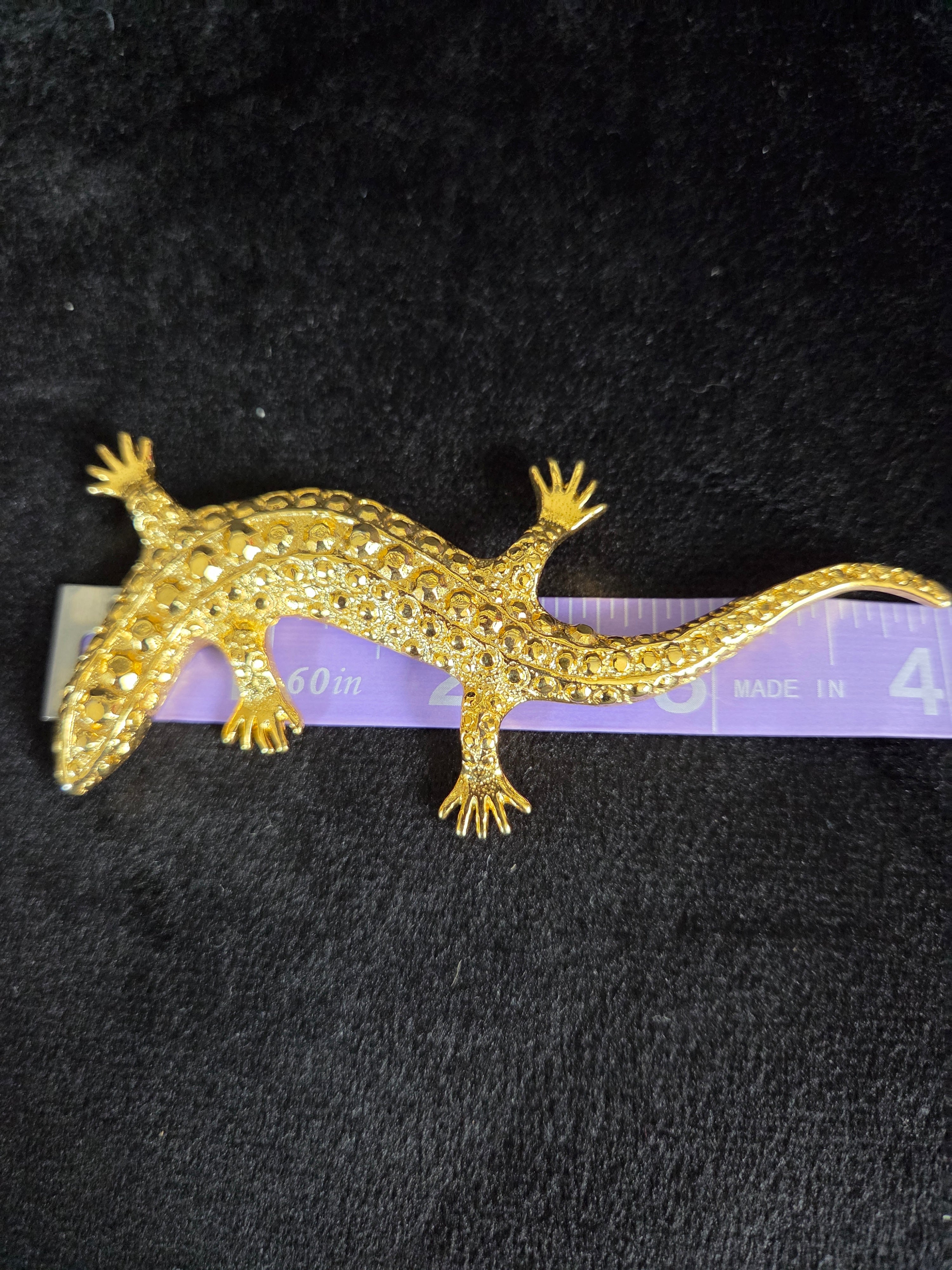 Lizard Goldtone Brooch Pin