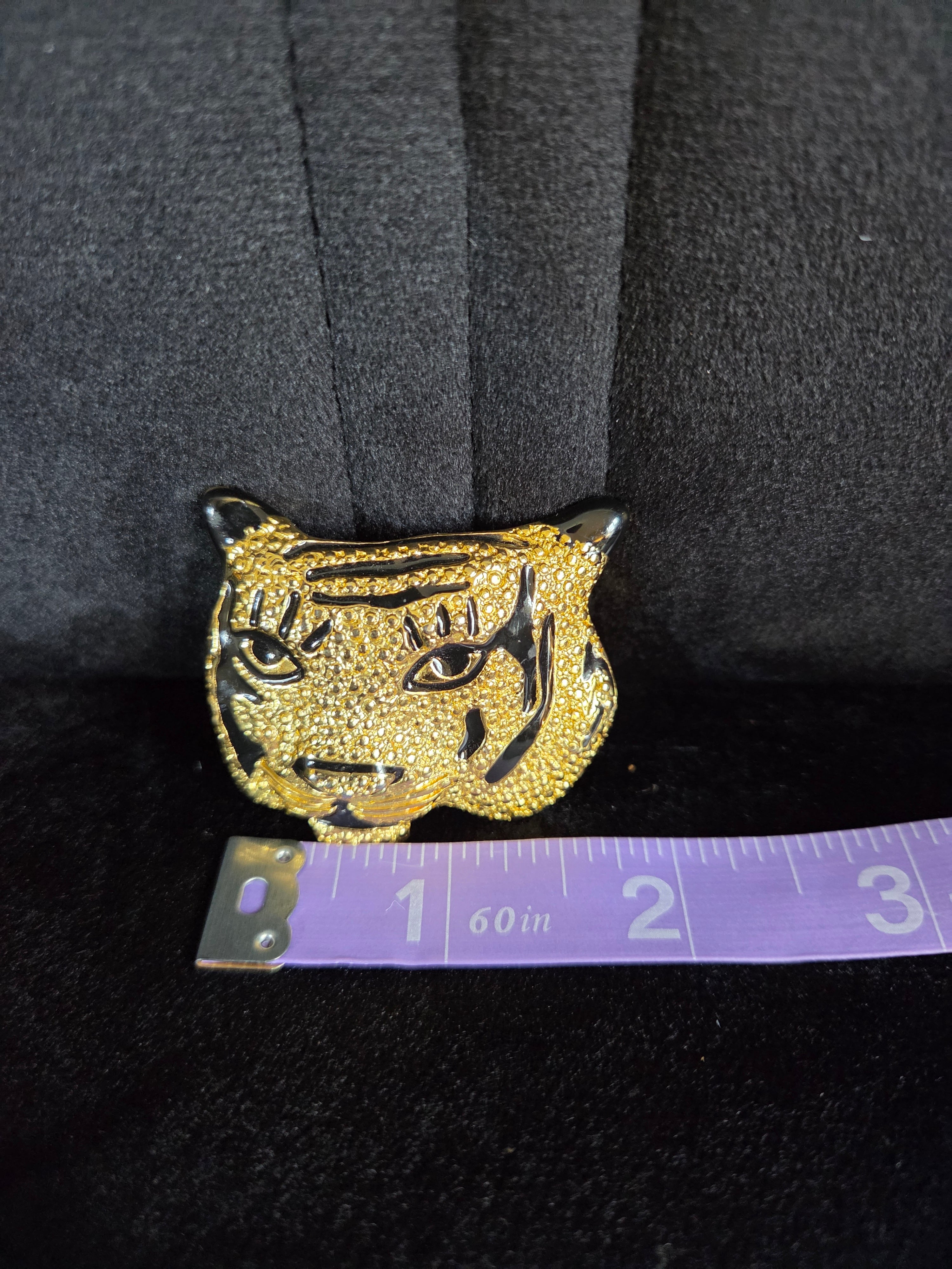 Gold and Black Tiger Brooch Pin