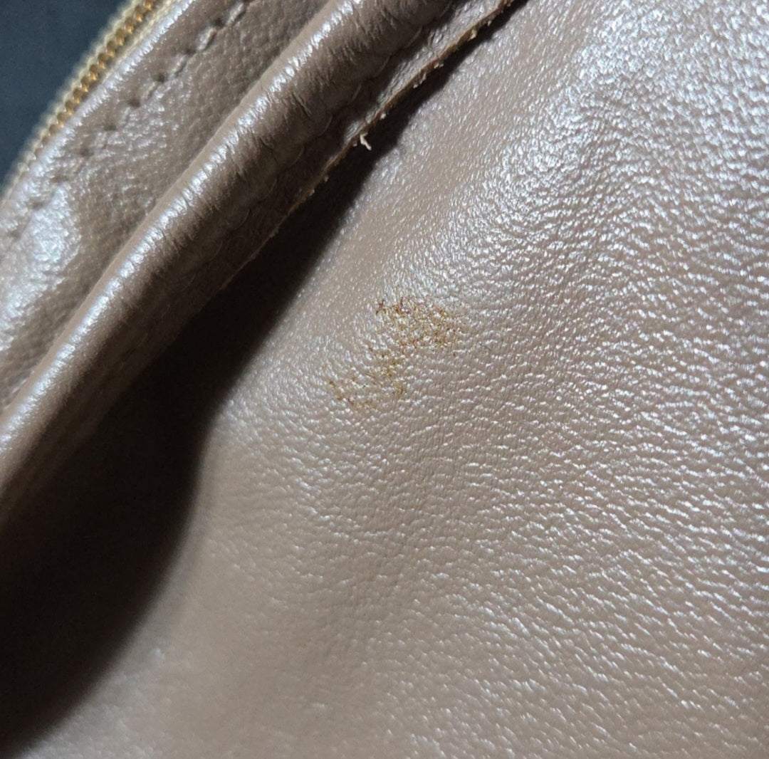 Large Leather Tan Clutch with Tassel